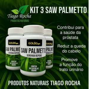 Kit3 Saw Palmetto 180 Caps próstata urina calvície