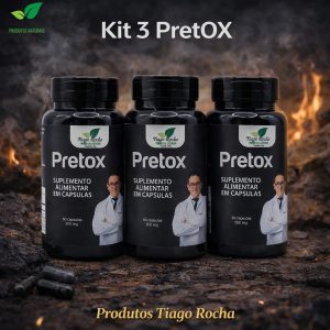 Kit3 Pretóx Carvão Vegetal Tiago Rocha 180 Caps