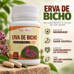 Erva de Bicho 500mg 60 cáps. - Circulação e Hemorroidas