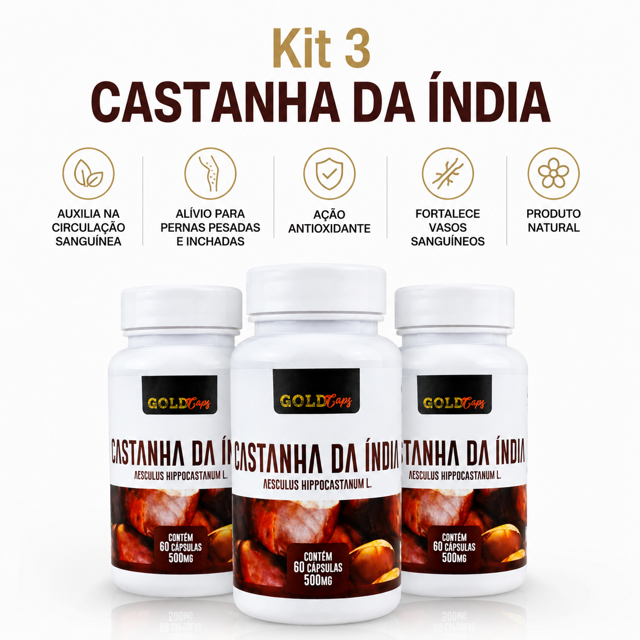 Kit3 Castanha da Índia Circulatório 180 cápsulas