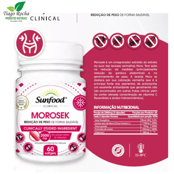 Detox Laranja Moro Morosek 2000mg 60 cápsulas Original 100%