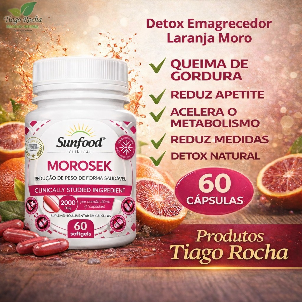 Detox Laranja Moro Morosek 2000mg 60 cápsulas Original 100%