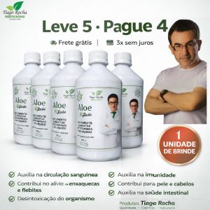 Kit promoção Suco Babosa Aloe Vera Tiago Rocha Leve 5 pague 4