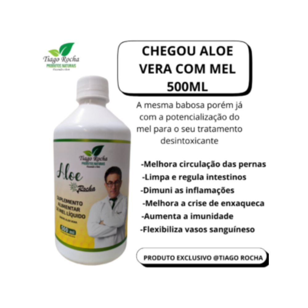 Suco Gel da Babosa Aloe Vera c MEL Tiago Rocha 500ml - Imagem 5
