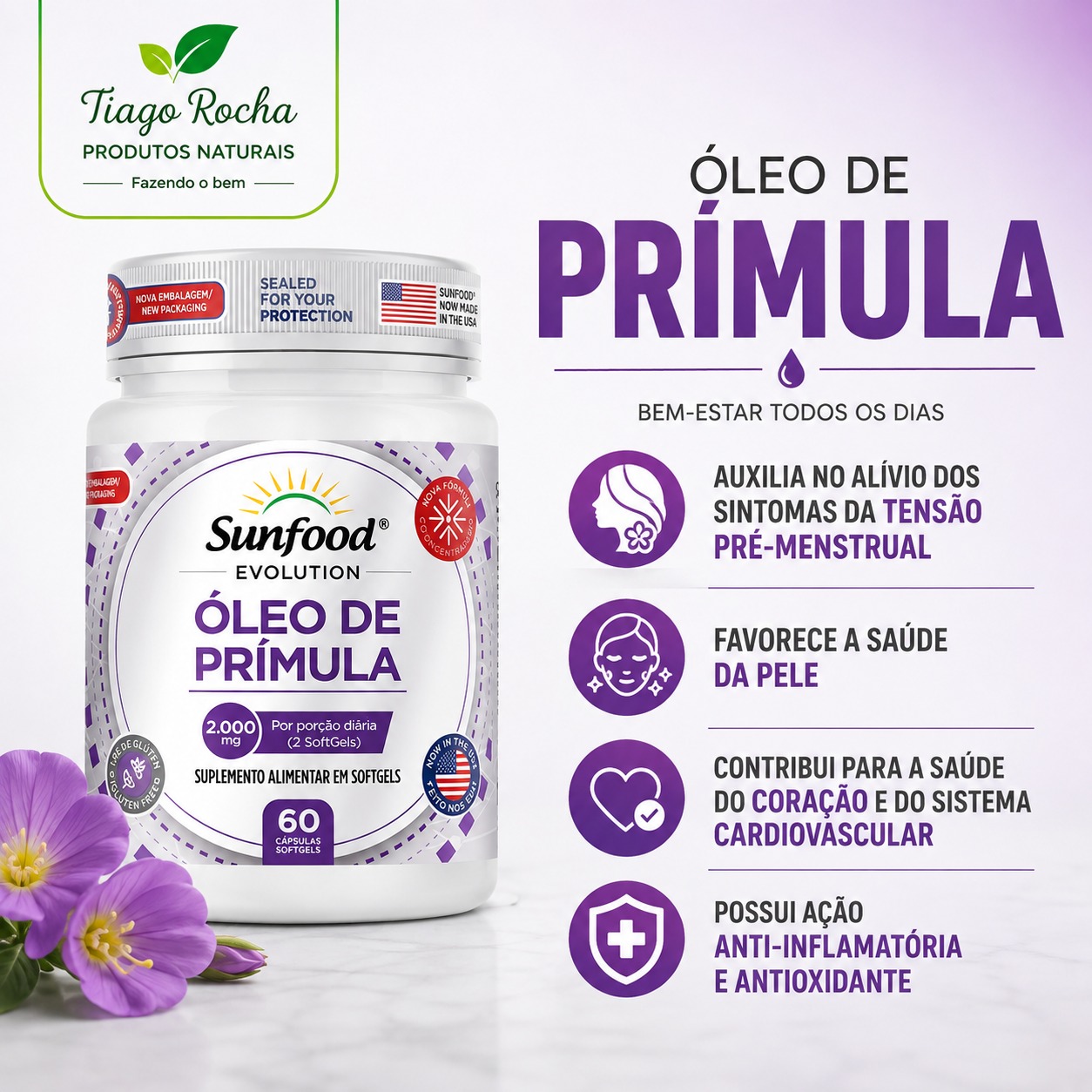 Óleo de Prímula 2000mg 60 Softgels