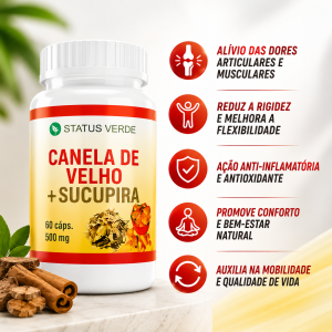 Canela de Velho com Sucupira 60 cáps. 500 mg Status Verde