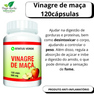 120 Cápsulas Vinagre de Maça Colesterol Fígado