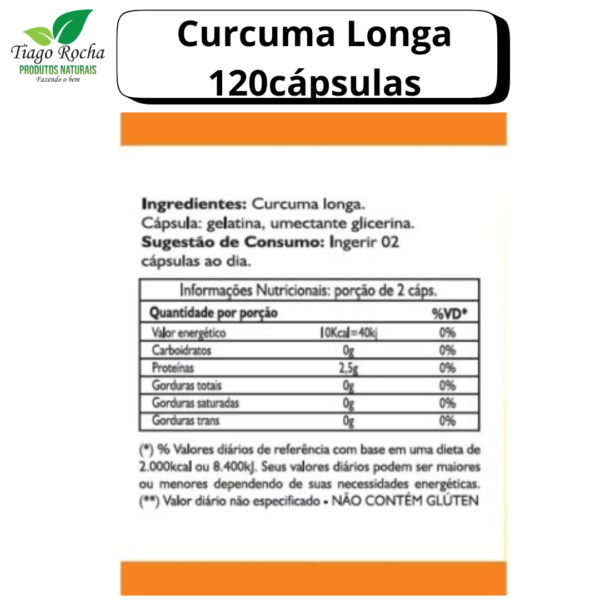 Anti-inflamatório 100% Cúrcuma Longa 120 Cáps