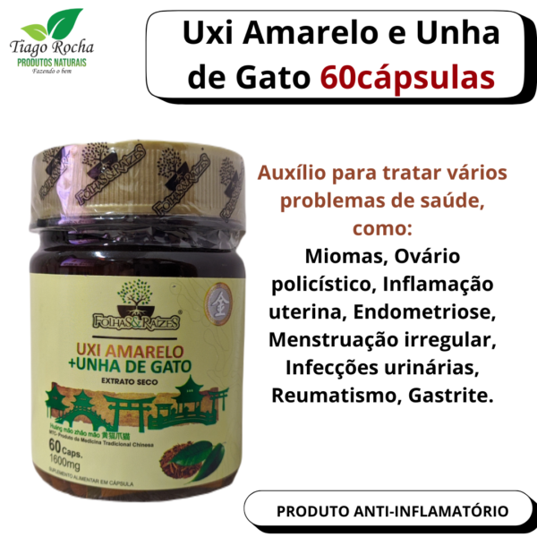 Uxi Amarelo + Unha de Gato 60 Cáps Folhas Raizes