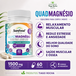 Quadmagnésio, Magnésio 4 em 1, 1500mg, 60 Cáps, Sunfood