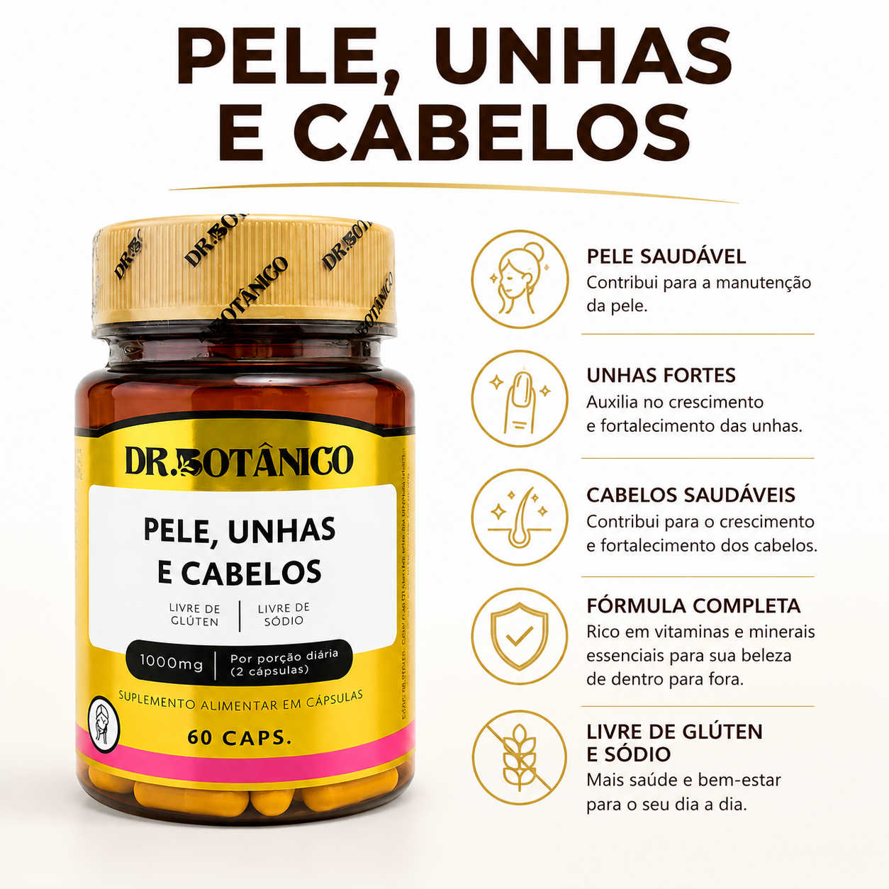 Pele, Unhas e Cabelos 1300mg 60 cáps.