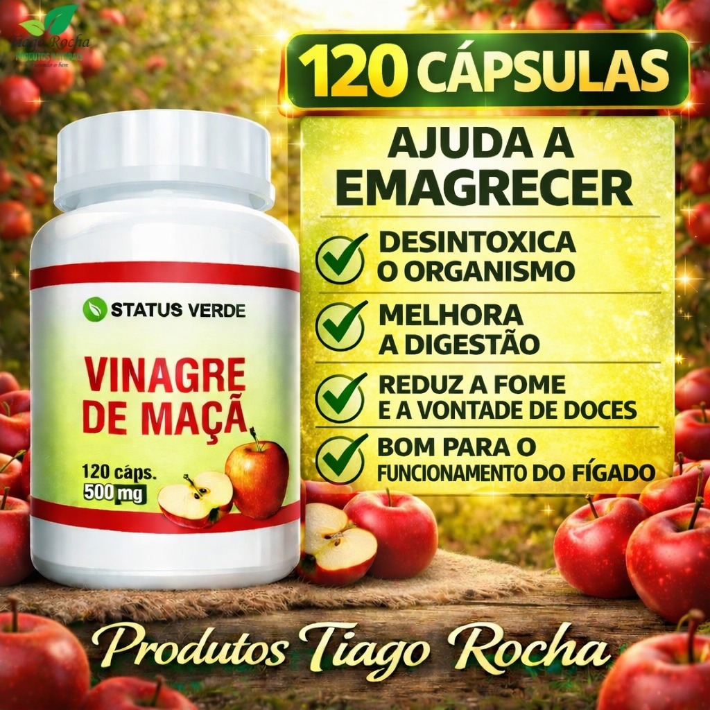 120 Cápsulas Vinagre de Maça Colesterol Fígado