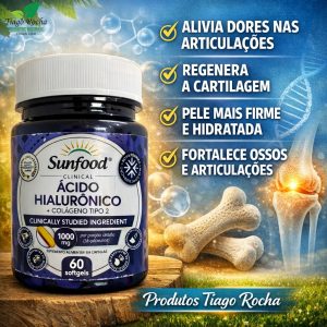 Ácido Hialurônico c/Colágeno Tipo2 softgel 60 cáps 1000mg