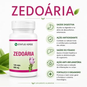 Zedoária Digestivo e limpa fígado 120 cápsulas