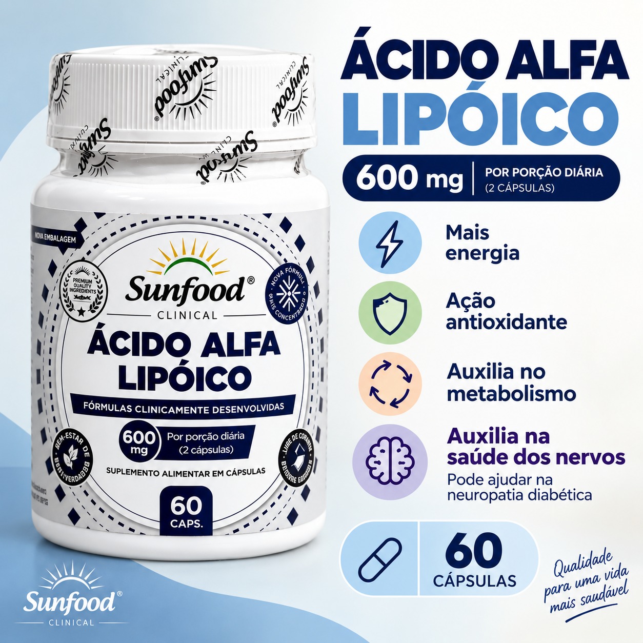 Ácido Alfa Lipóico Poderoso Antioxidante 600mg 60cáps