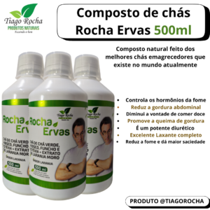 Kit3 potes Emagrecedor Composto Rocha Ervas 500ml nova fórmula Lançamento