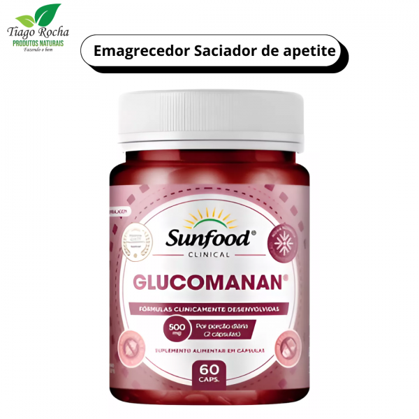 Emagrecedor Saciador Glucomannan 60 cápsulas 500 mg