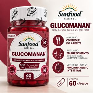 Glucomanan – Saciador e Emagrecedor 500mg 60 cáps.