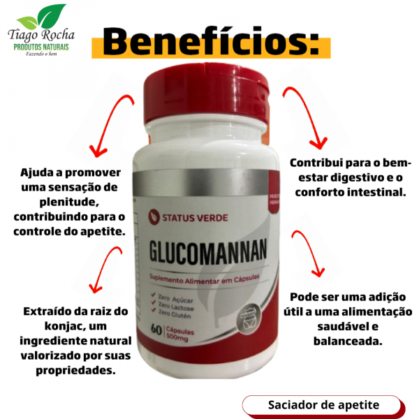 Emagrecedor Saciador Glucomannan 60 cápsulas 500 mg - Image 2