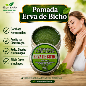 Pomada Erva de Bicho hemorroidas e feridas 20g