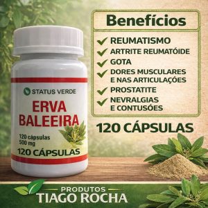 Erva Baleeira 120 cápsulas dores e inflamações