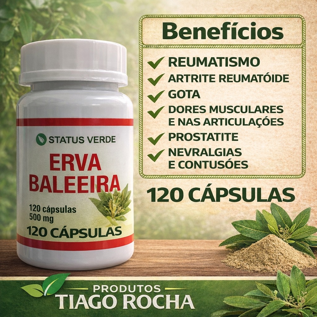 Erva Baleeira 120 cápsulas dores e inflamações