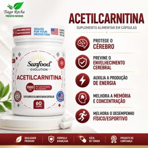 Ativador cerebral Acetilcarnitina 1000mg SF