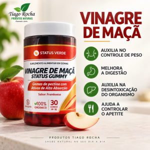 30 gomas pectina de Vinagre de Maça orgânico sabor framboesa