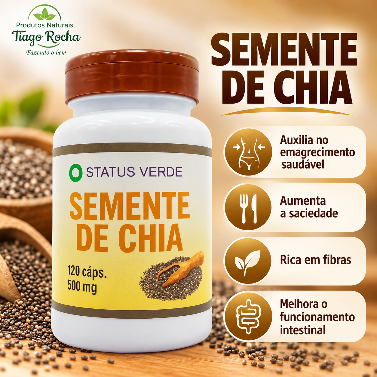Semente de Chia 120 Cápsulas ômegas 3 6