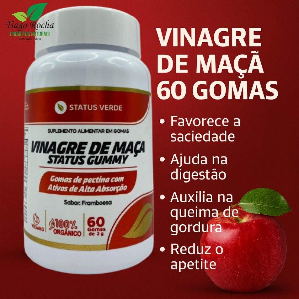 60 Cápsulas Vinagre de Maça orgânico em gomas - Produtos Naturais Tiago ...