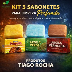 kit3 Sabonete argila verde vermelha e própolis