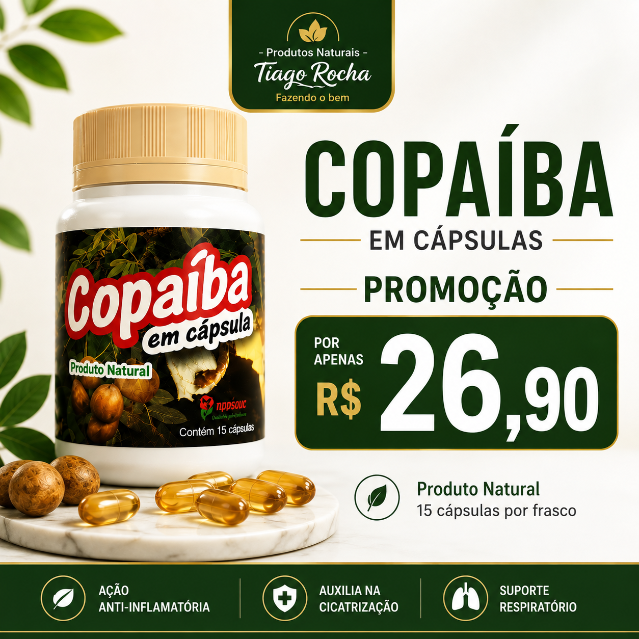 PROMOÇÃO - Óleo de Copaíba 15 cápsulas