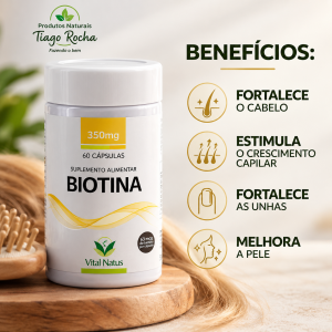 Biotina Vitamina da Beleza B7 45mcg 60 cáps.