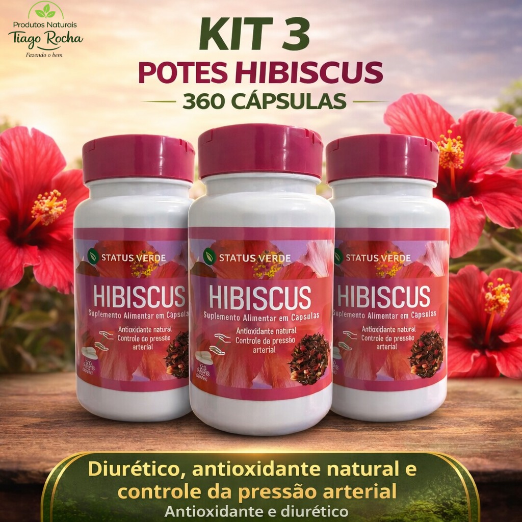 Kit3 Emagrecedor diurético Hibiscus 360 Caps