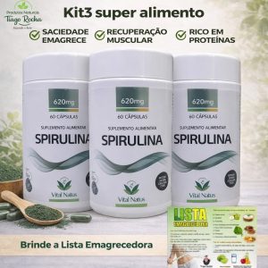 Inibidor apetite Kit3 Spirulina 180 cápsulas 620mg