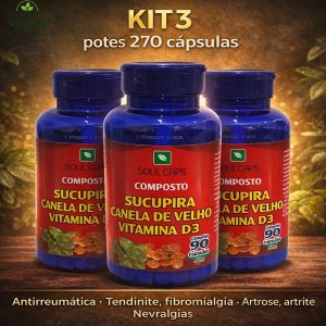 Kit3 Anti Inflamatório Sucupira D3 Canela Velho 270 cápsulas