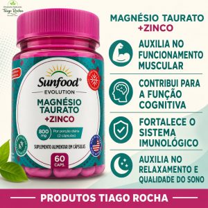 Magnésio Taurato com zinco 60 Cápsulas