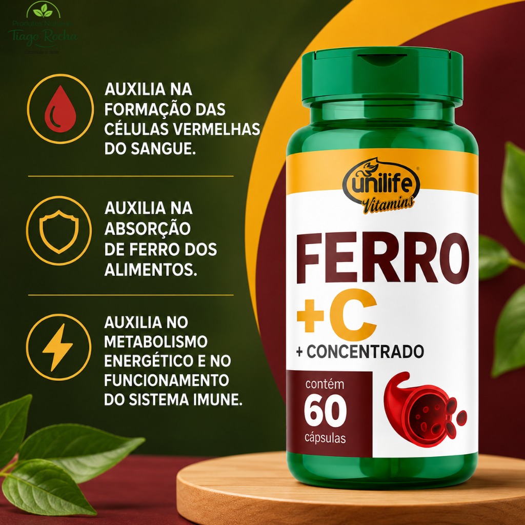 Ferro Concentrado Vitamina C 60 cápsulas
