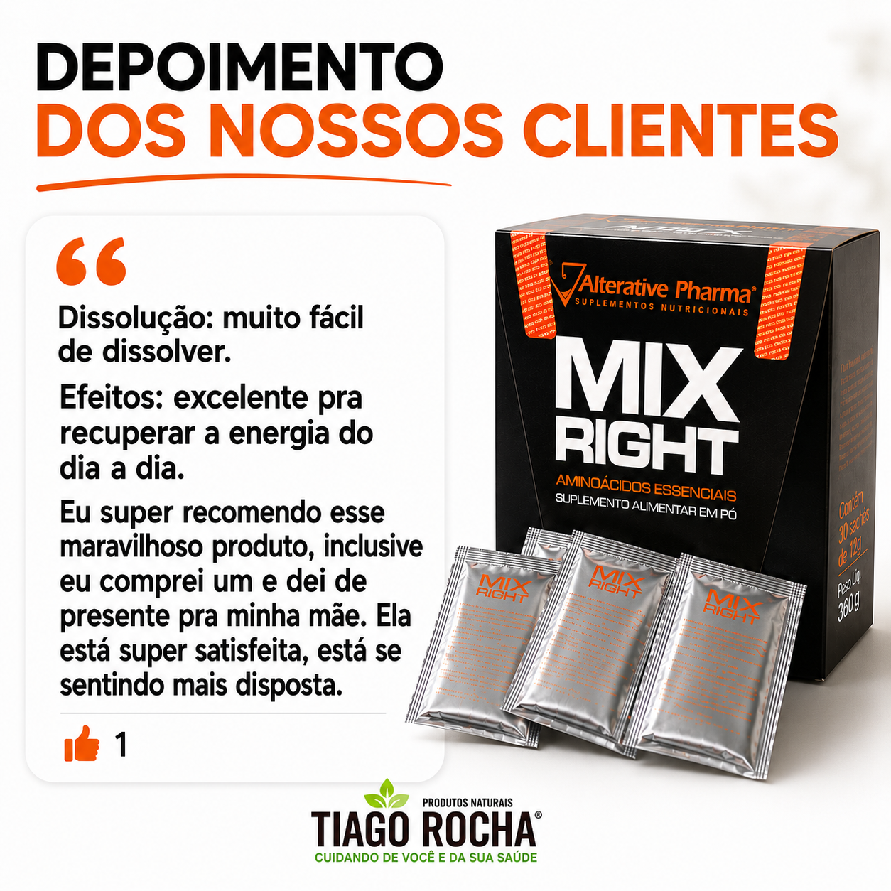 Mix Right- Aminoácidos Essenciais Sem Sabor 30 sachês 10g - Imagem 5