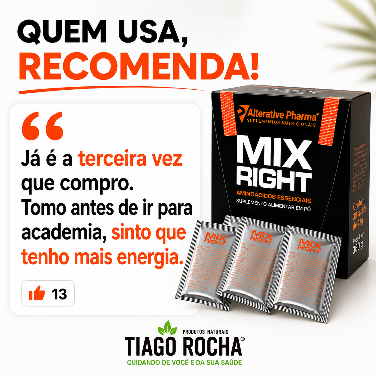 Mix Right- Aminoácidos Essenciais Sem Sabor 30 sachês 10g - Imagem 6