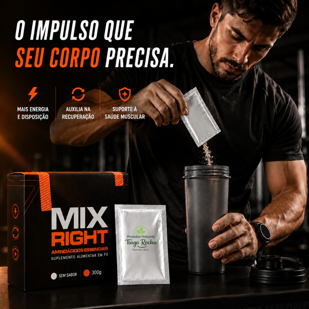 Mix Right- Aminoácidos Essenciais Sem Sabor 30 sachês 10g - Imagem 3