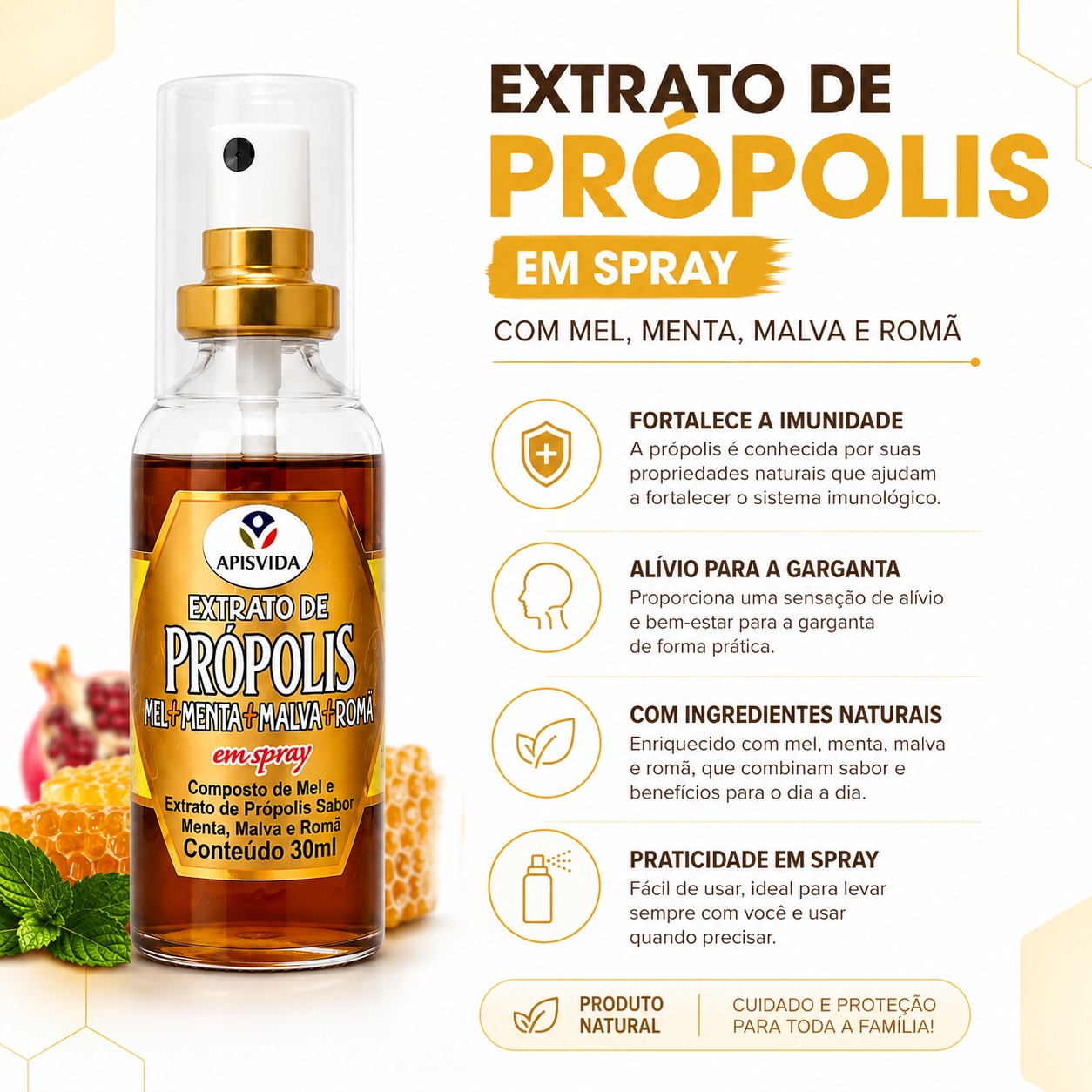 Extrato de Própolis em Spray com Romã – 30ml