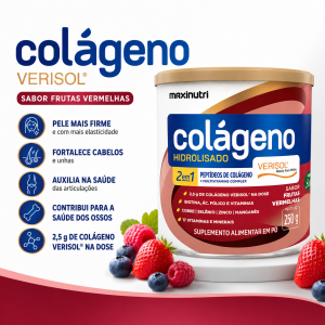 Colágeno Hidrolisado Verisol ANTIRUGAS 250g Sabor Frutas Vermelhas