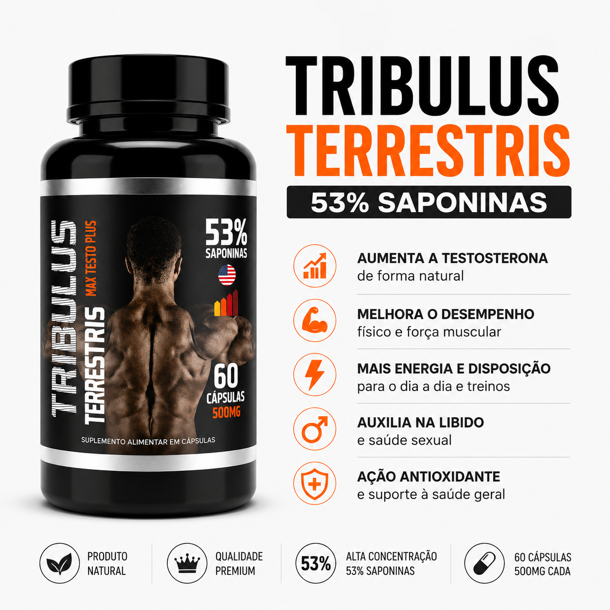 53% Saponinas Tribulus Terrestris 60 Cáps