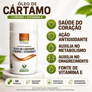 Óleo de Cártamo + Cromo + Vitamina E 1000mg 60cáps