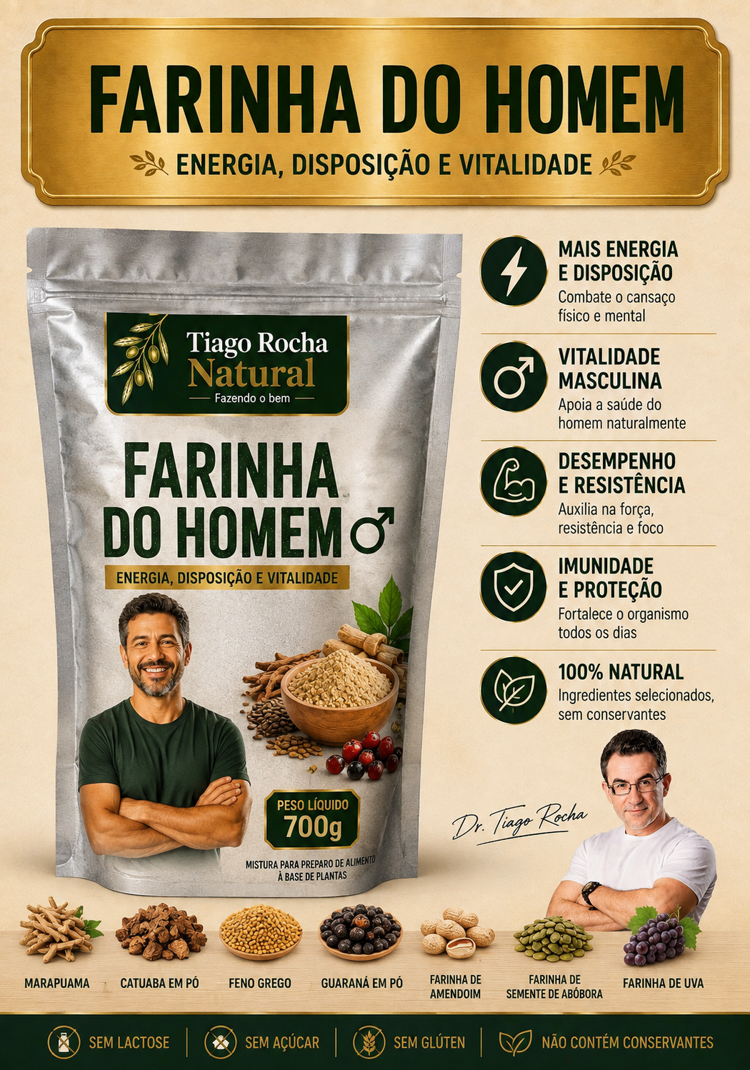 Farinha do Homem Tiago Rocha 700g