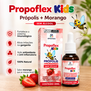Própolis + Mel sabor Morango  Sem Álcool 30 ml - Linha Infantil