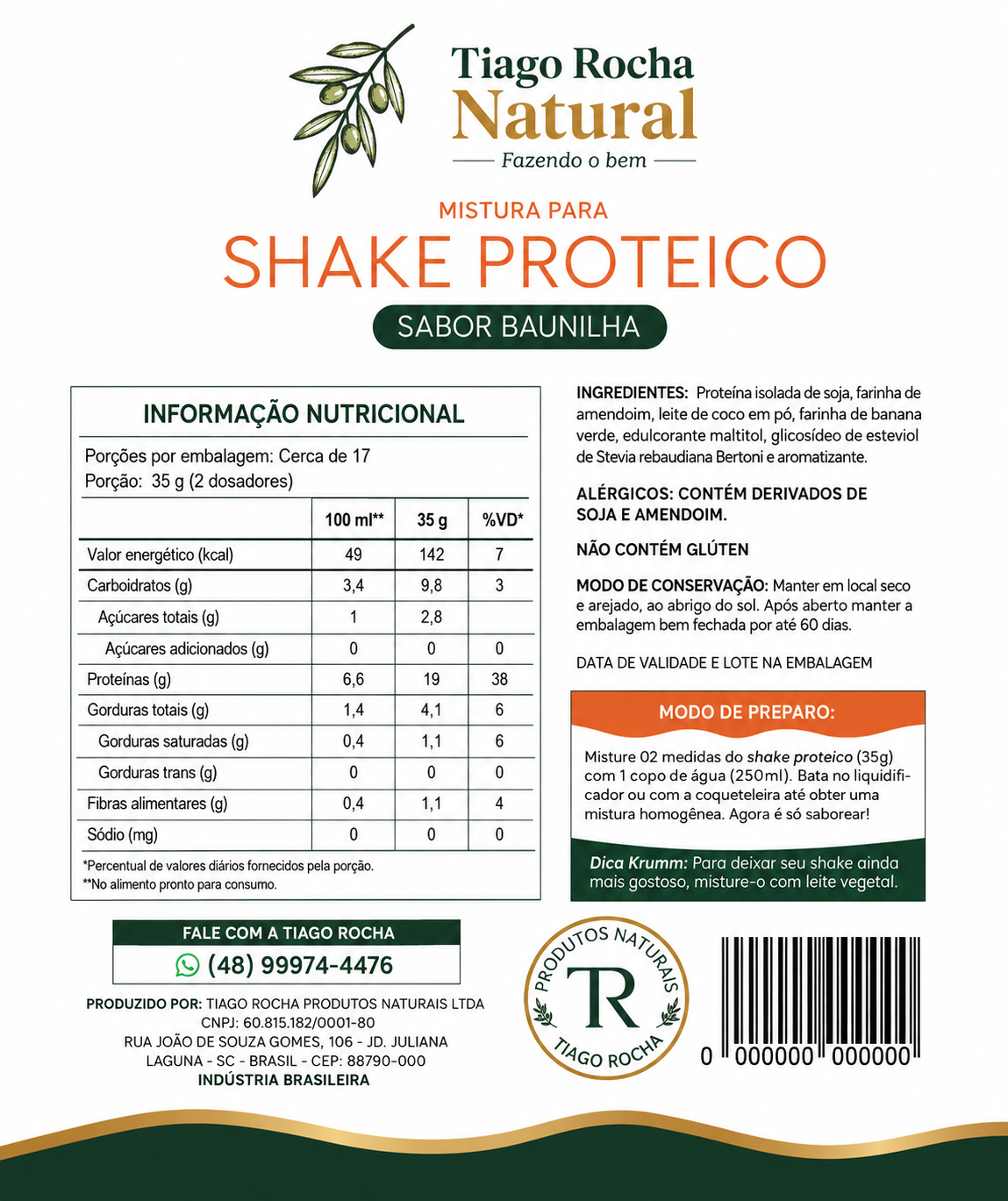 Shake whey Proteico Vegetal baunilha 600g - Imagem 3