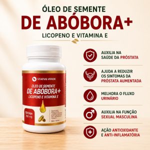 Óleo de Semente de Abóbora + Licopeno e Vitamina E 760mg 120cáps.