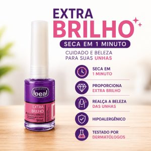 Extra Brilho Finalizador para Unhas - Seca em 1 minuto 9ml